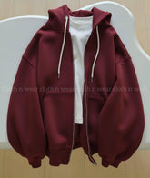 Maroon zipper with white inner